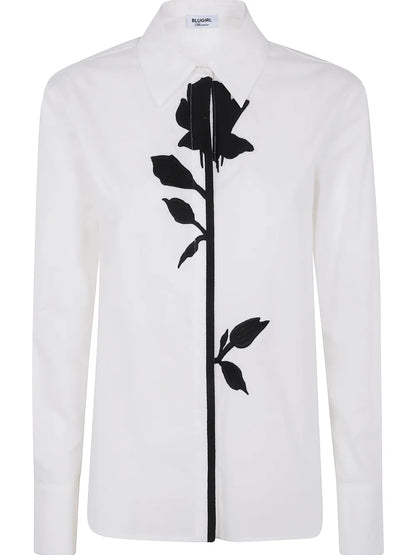 Floral-Embroidery Shirt