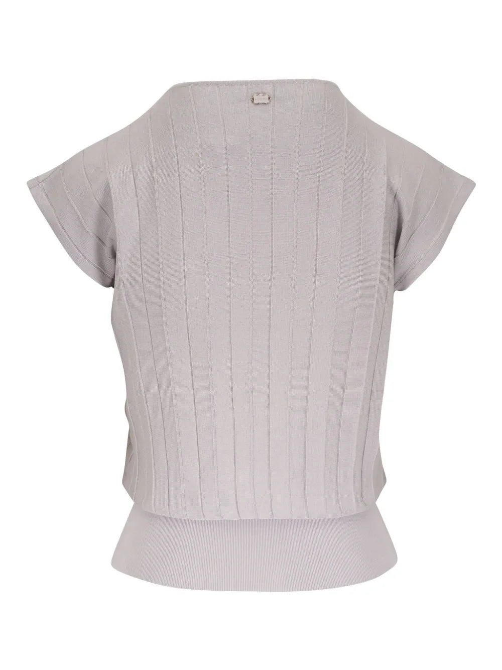 Pleated Ribbed-Hem Blouse