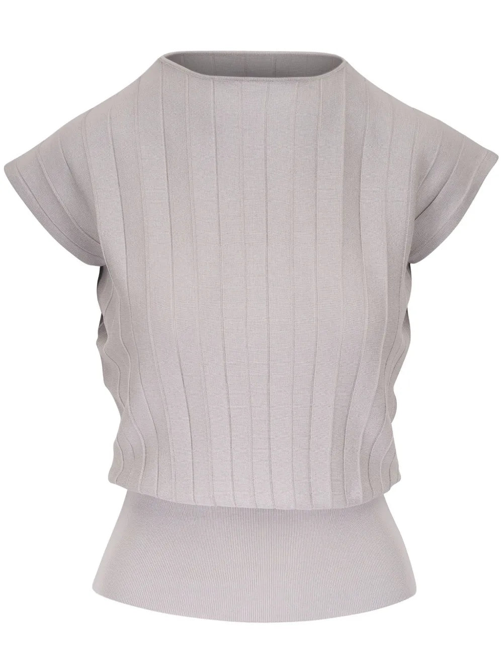 Pleated Ribbed-Hem Blouse