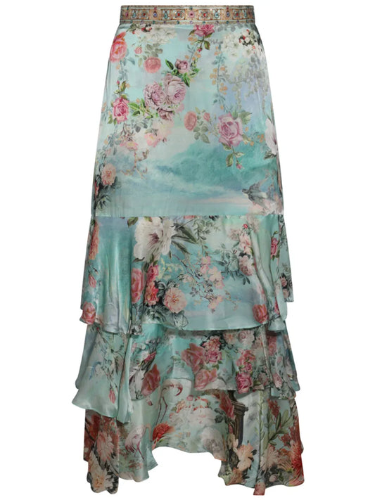 Floral-Print Midi Skirt