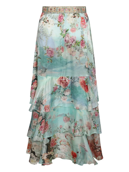Floral-Print Midi Skirt