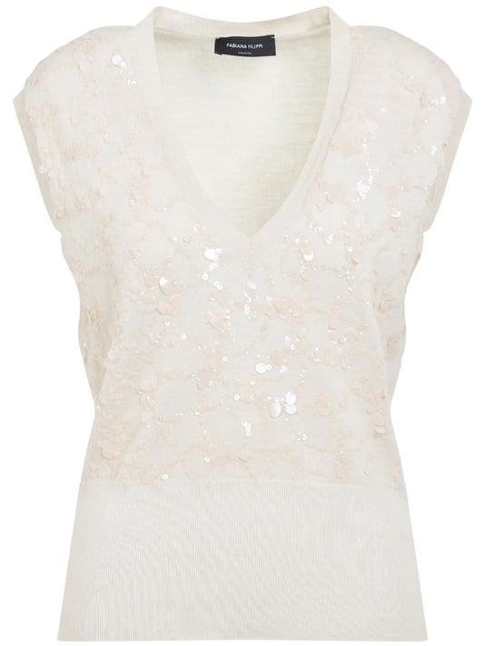 Sequinned Sleeveless Blouse