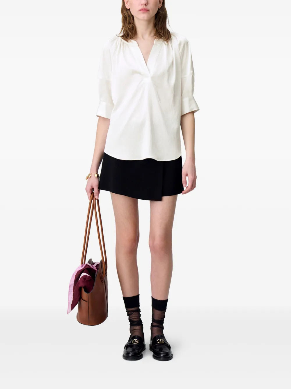 Gathered-Neckline Blouse