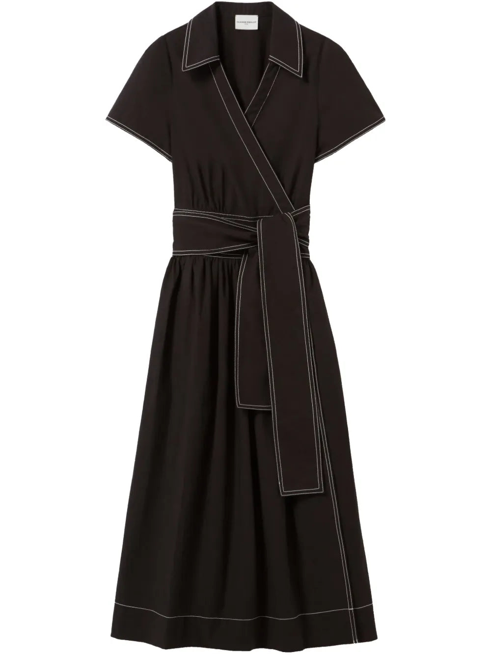 Contrast-Stitching Midi Dress