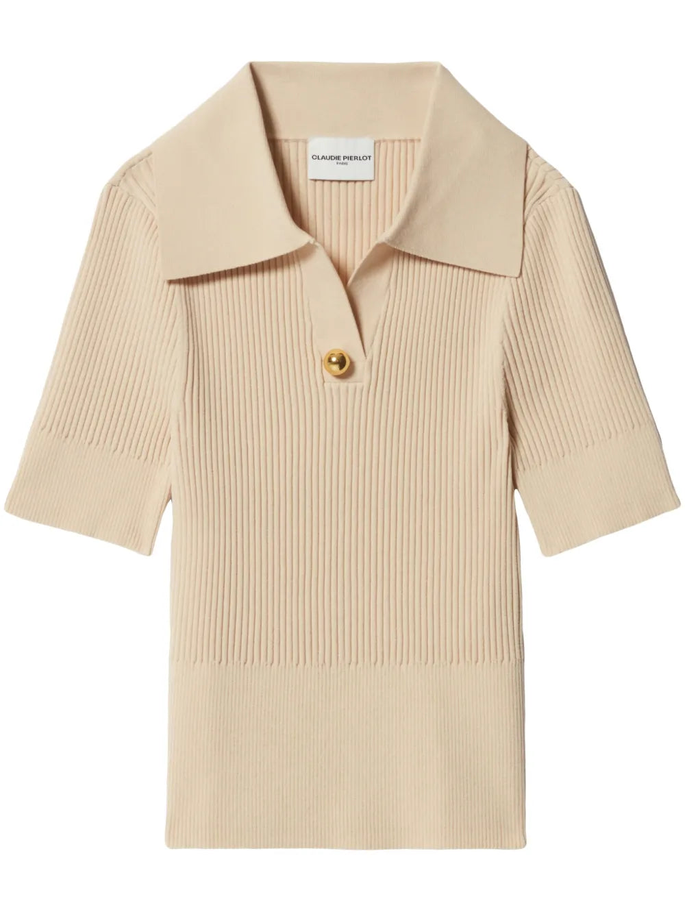 Ribbed-Knit Polo Top