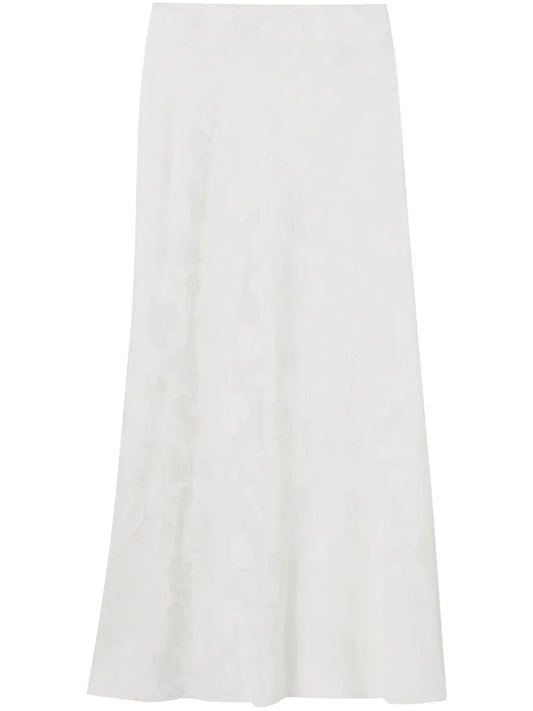 Floral-Embroidered Midi Skirt