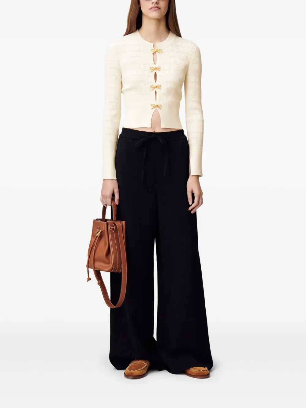 Fine-Knit Bow-Embellished Sweater