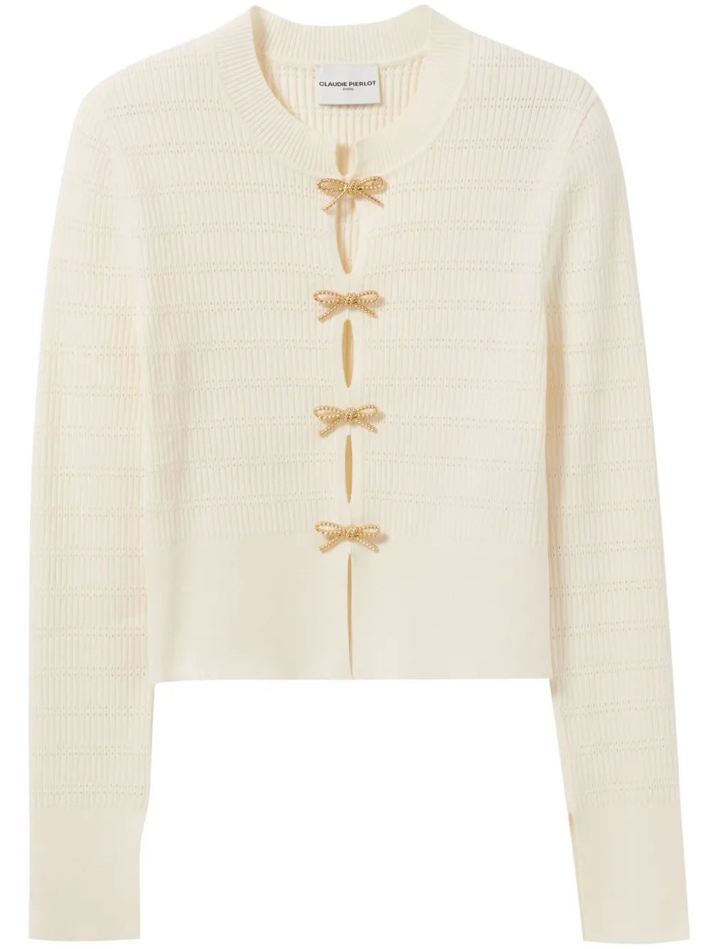 Fine-Knit Bow-Embellished Sweater