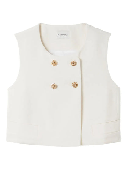 Floral-Button Vest