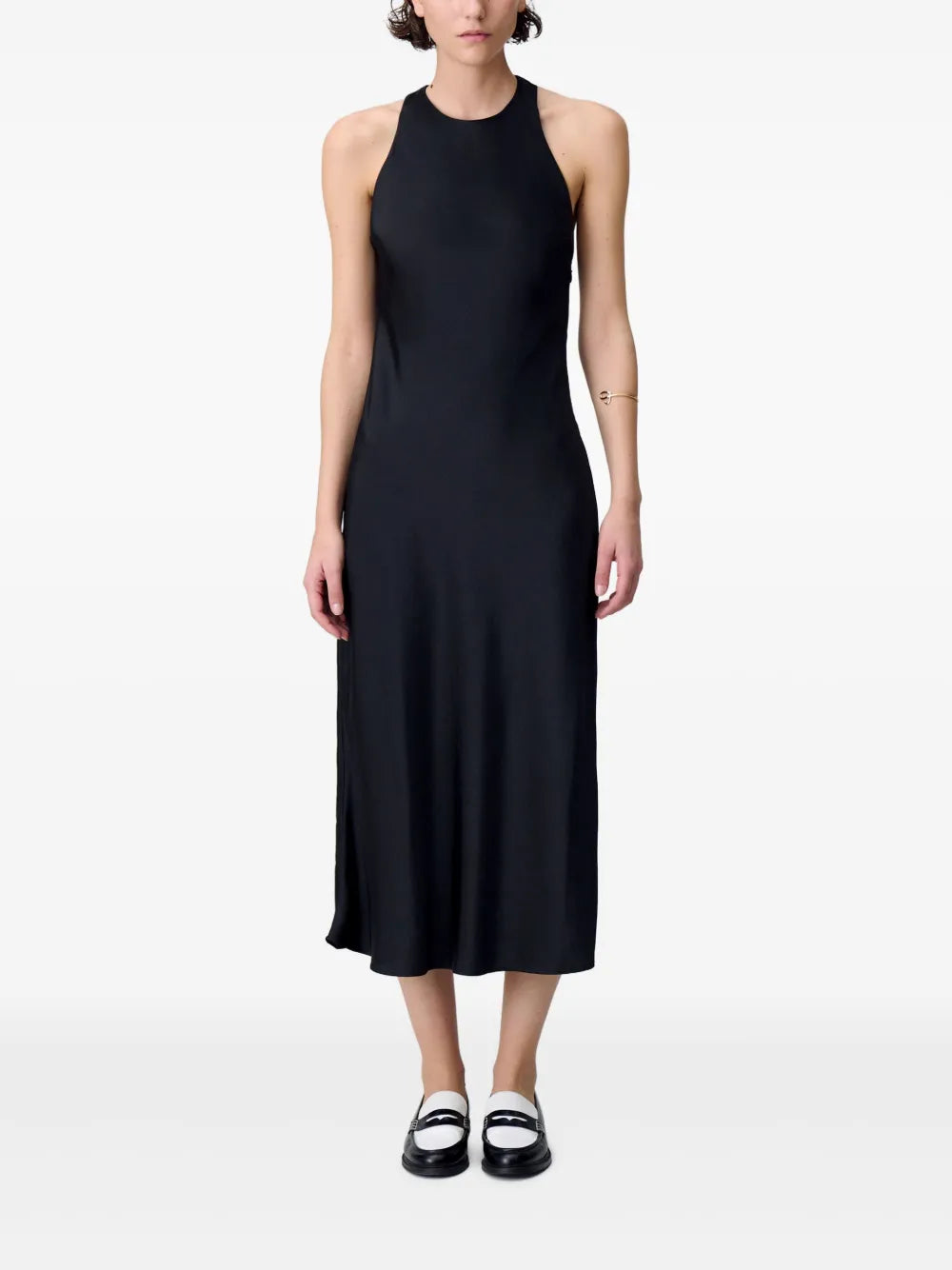Satin Open-Back Maxi Dress
