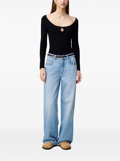 Long-Sleeve Fine-Knit Top