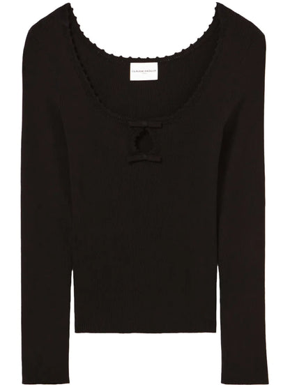 Long-Sleeve Fine-Knit Top