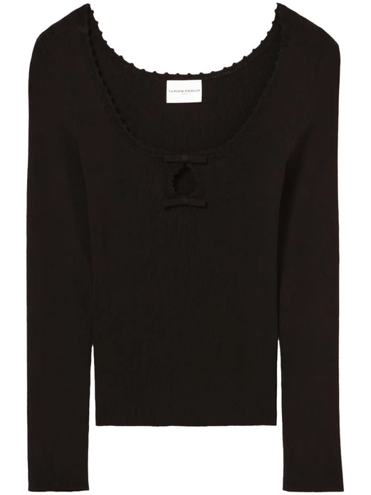 Long-Sleeve Fine-Knit Top