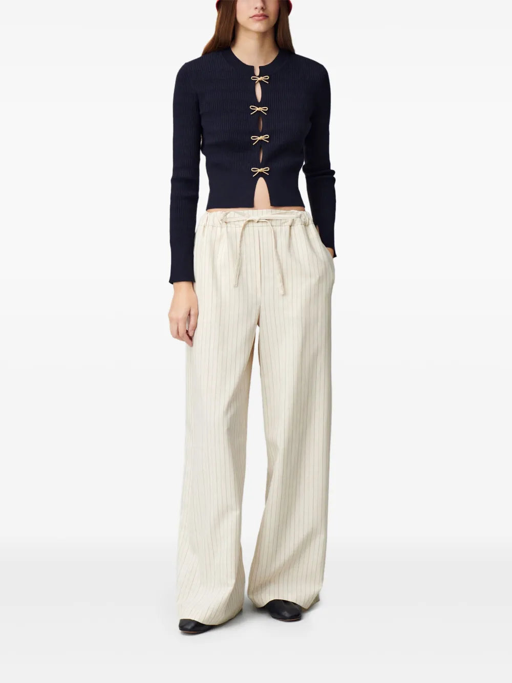 Fine-Knit Bow-Embellished Sweater