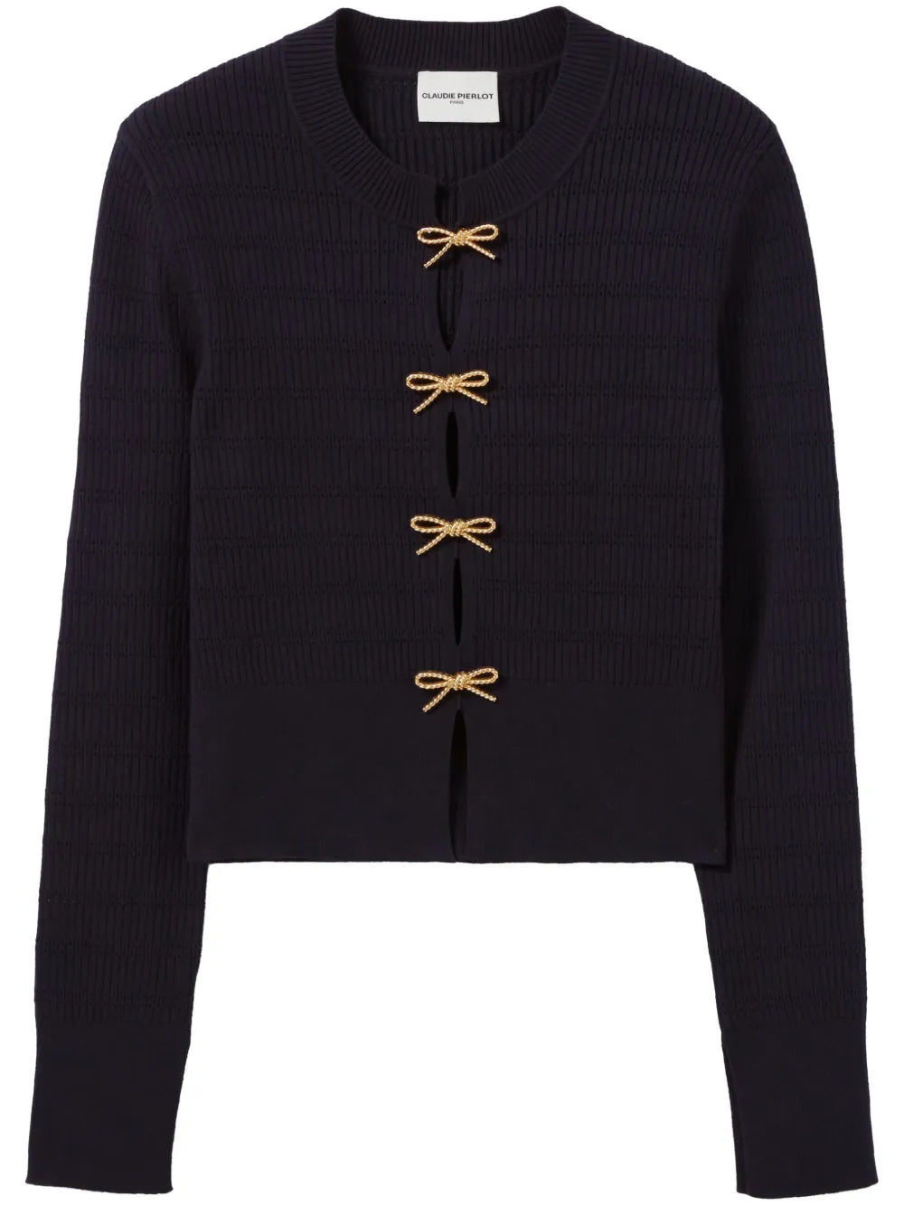 Fine-Knit Bow-Embellished Sweater