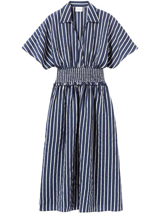 Striped Wrap Midi Dress