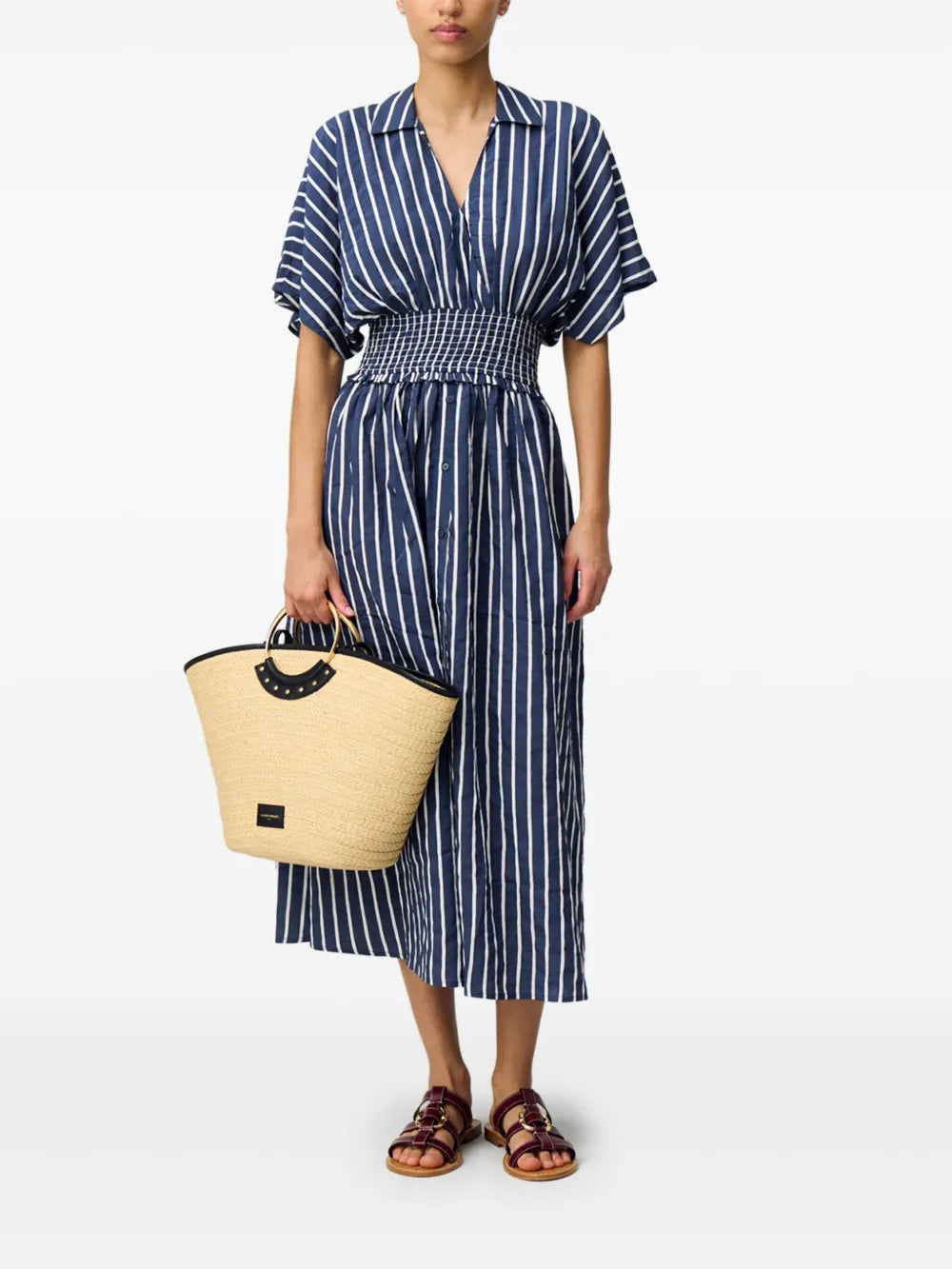 Striped Wrap Midi Dress