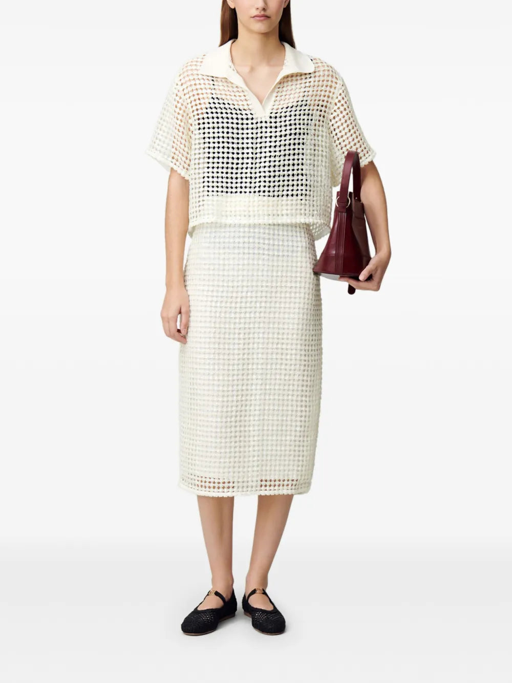 Crochet-Knit Polo Shirt