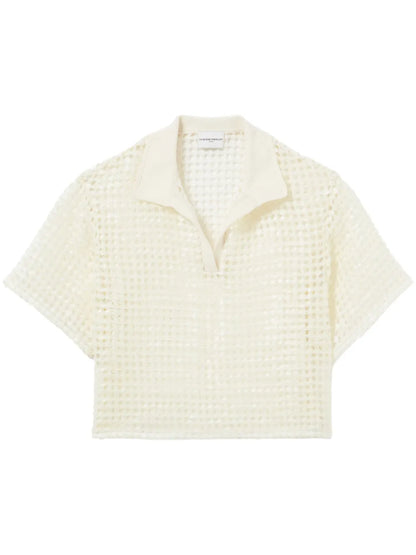Crochet-Knit Polo Shirt