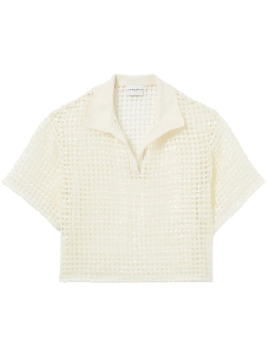 Crochet-Knit Polo Shirt