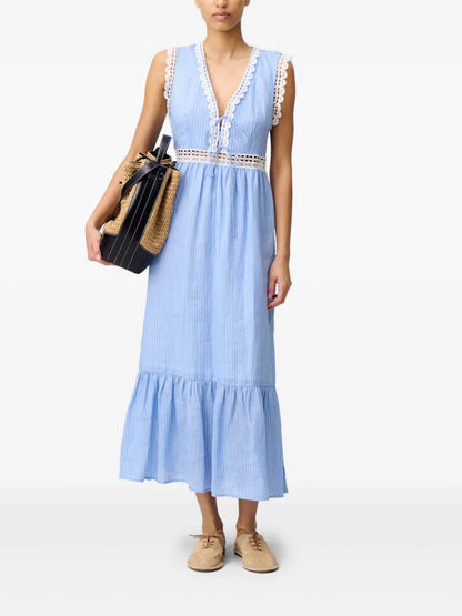 Embroidered-Trim Maxi Dress