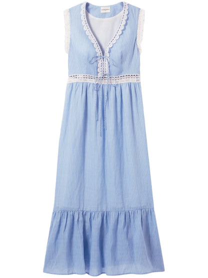 Embroidered-Trim Maxi Dress