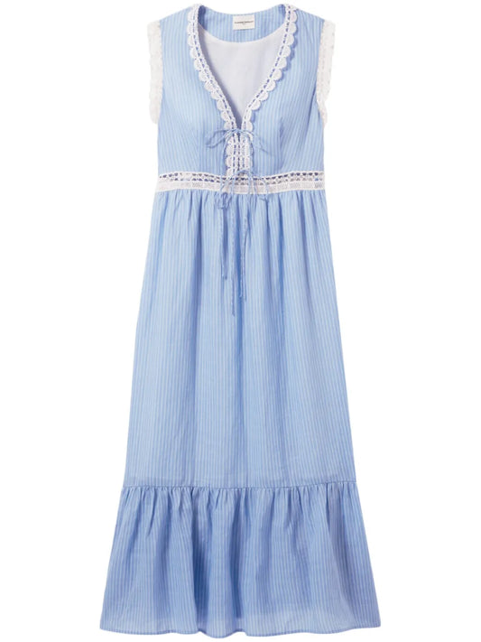 Embroidered-Trim Maxi Dress