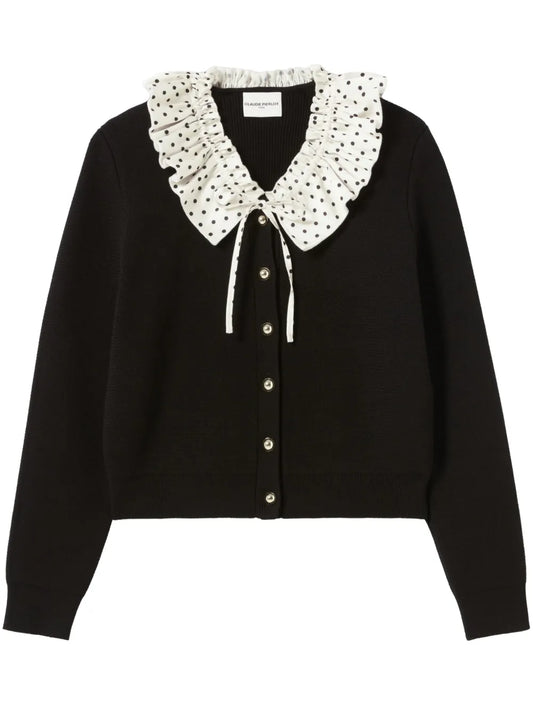 Contrast-Collar Cardigan