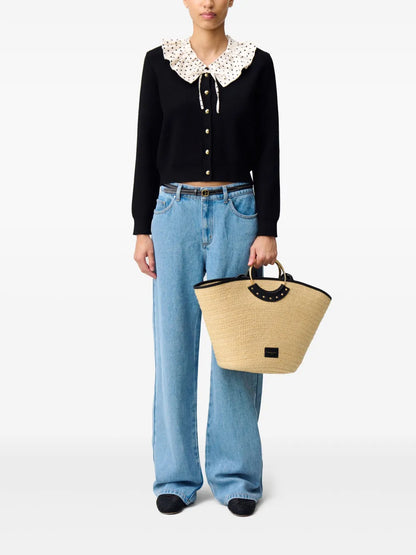 Contrast-Collar Cardigan