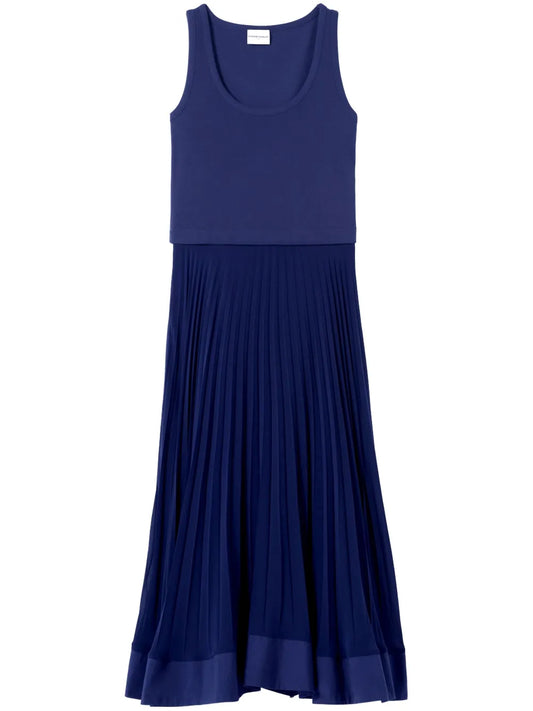 Pleated-Skirt Maxi Dress