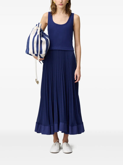 Pleated-Skirt Maxi Dress