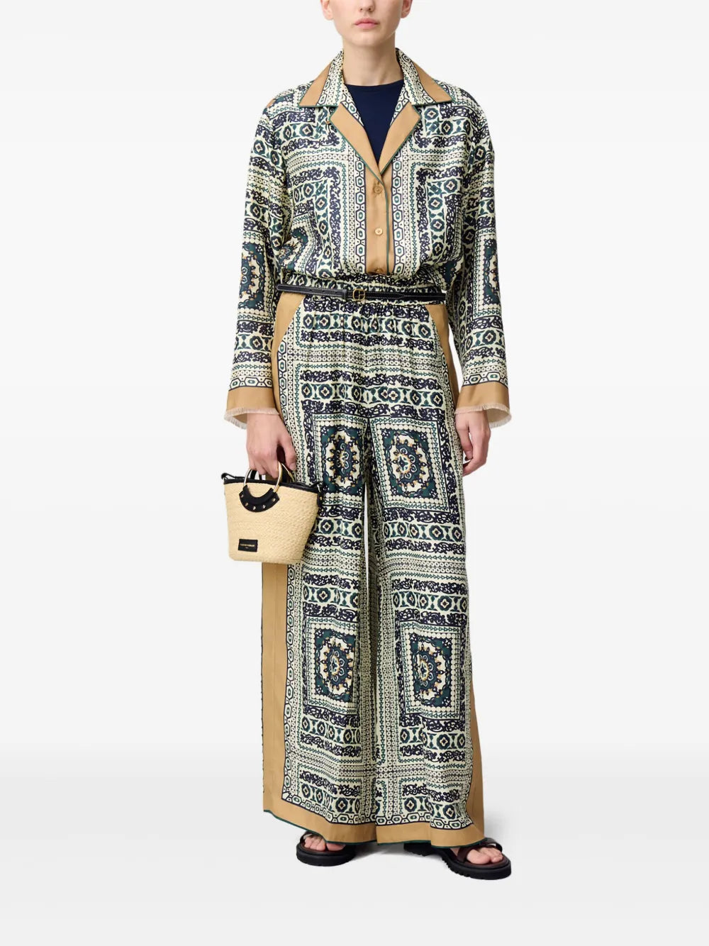 Wide-Leg Printed Trousers