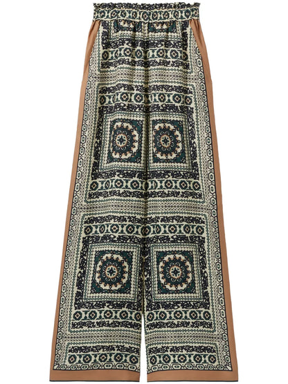 Wide-Leg Printed Trousers