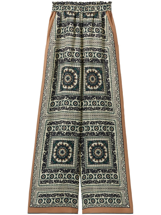 Wide-Leg Printed Trousers