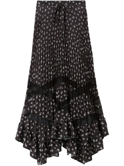 Floral-Print Pleated Skirt