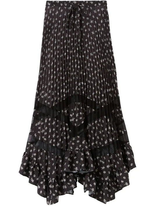Floral-Print Pleated Skirt