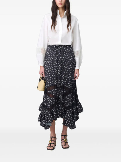 Floral-Print Pleated Skirt