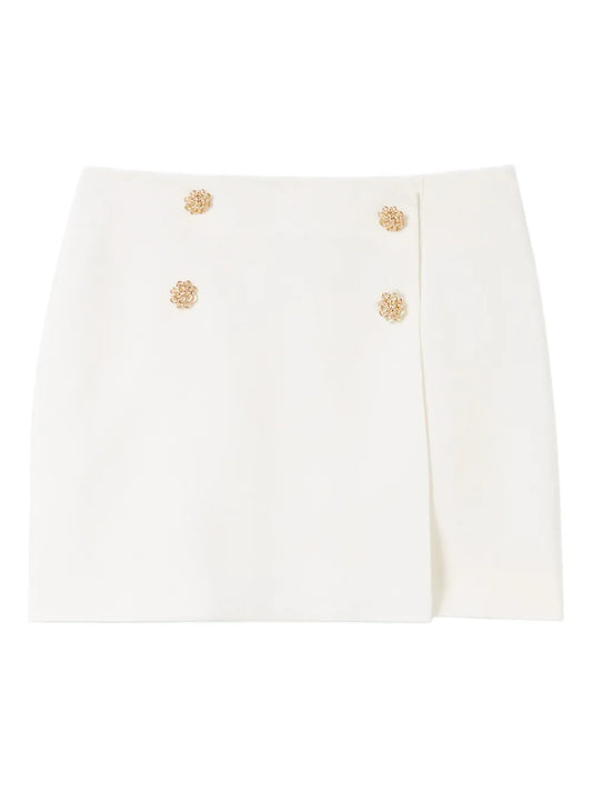 Button-Fastening Mini Skirt