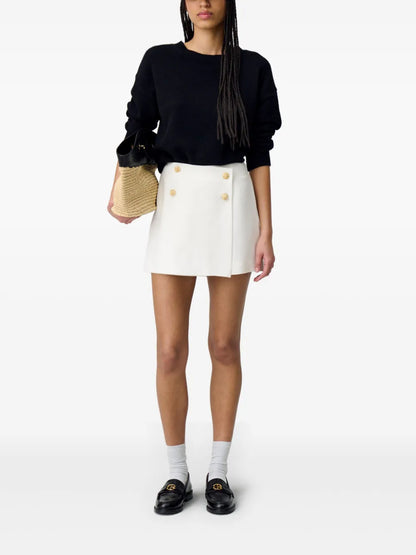 Button-Fastening Mini Skirt