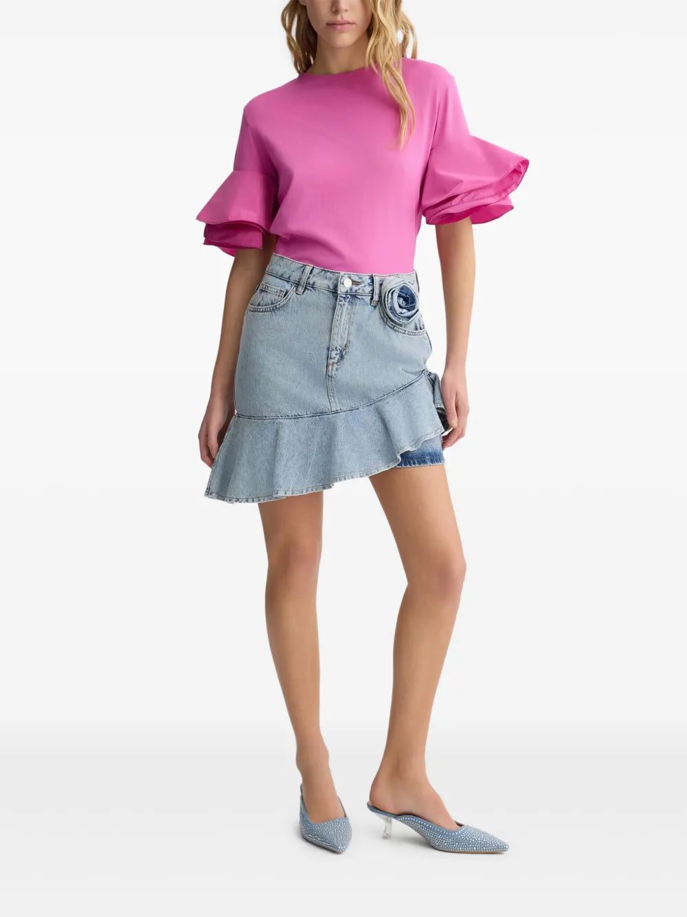 Flounce-Sleeve T-Shirt