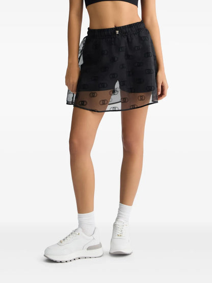 Logo-Print Organza Miniskirt