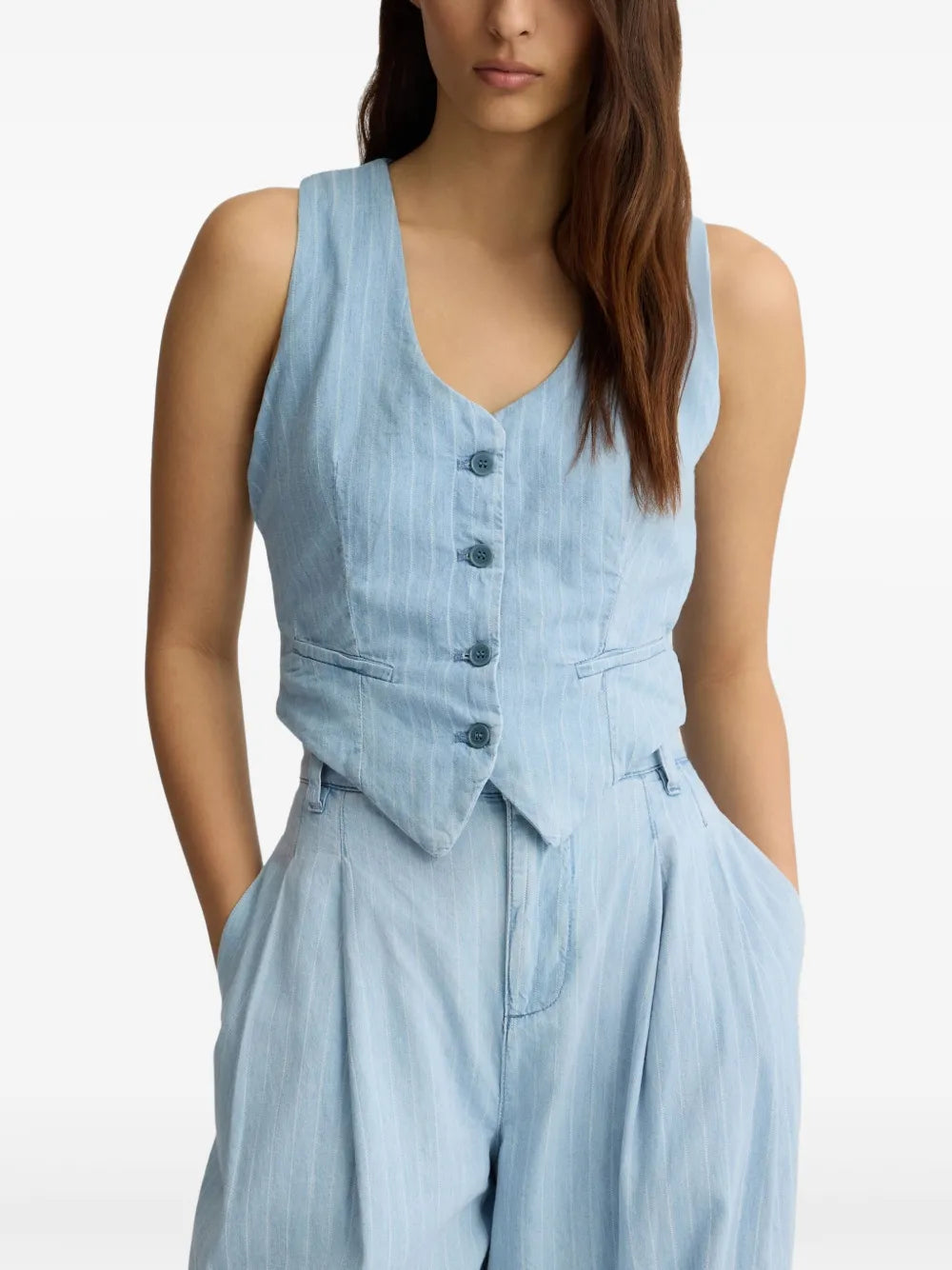 Pinstripe Denim Waistcoat