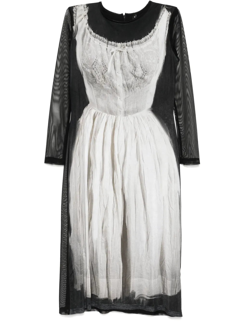 Graphic-Print Long-Sleeved Dress