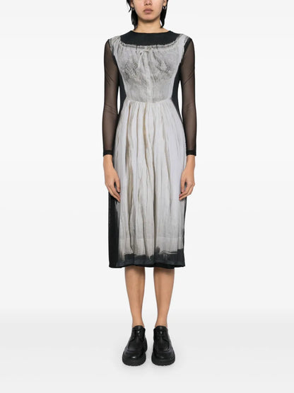 Graphic-Print Long-Sleeved Dress
