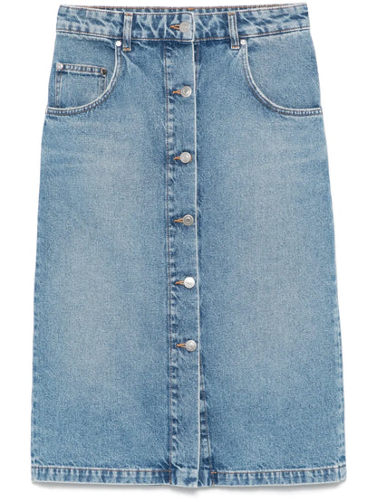 Chain-Pocket Denim Skirt