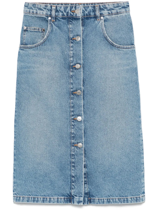 Chain-Pocket Denim Skirt