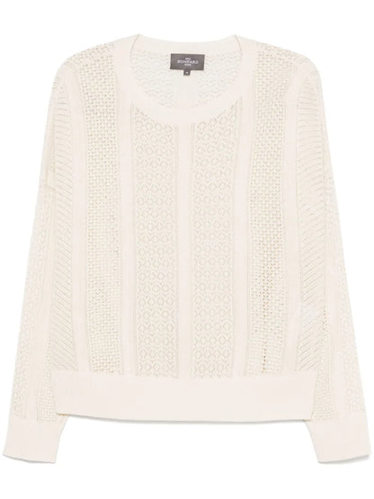 Pointelle Round-Neck Sweater