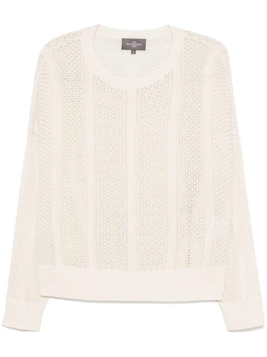 Pointelle Round-Neck Sweater
