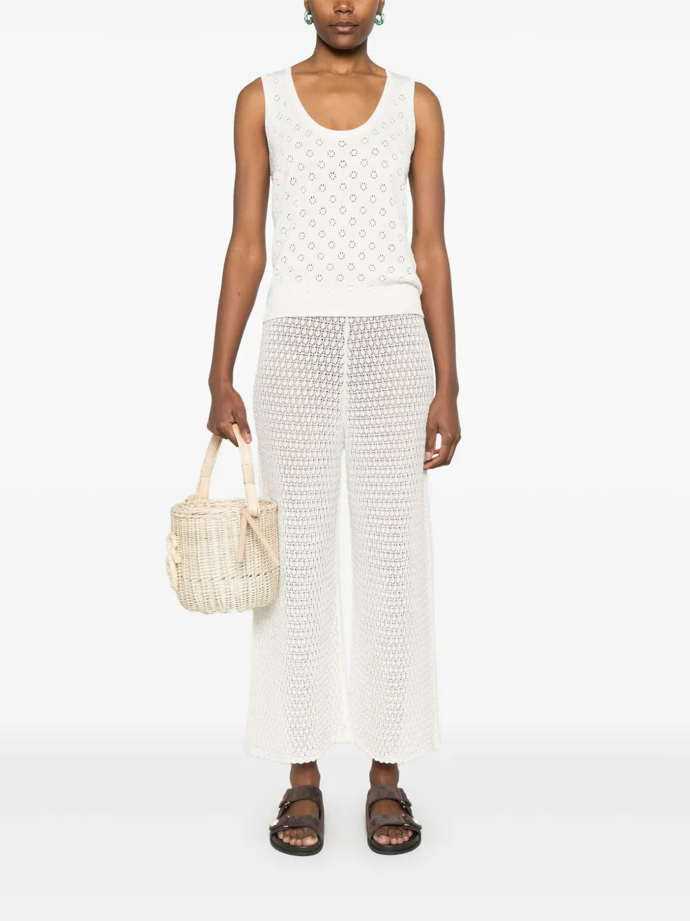 Pointelle-Knit Trousers