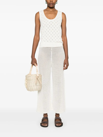 Pointelle-Knit Trousers
